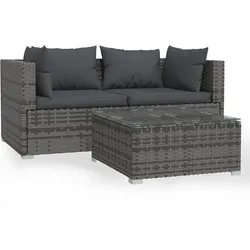 Helloshop26 - Gartenmöbel Outdoor Möbel Set 3-teilig mit Kissen grau Polyrattan 02_0015976
