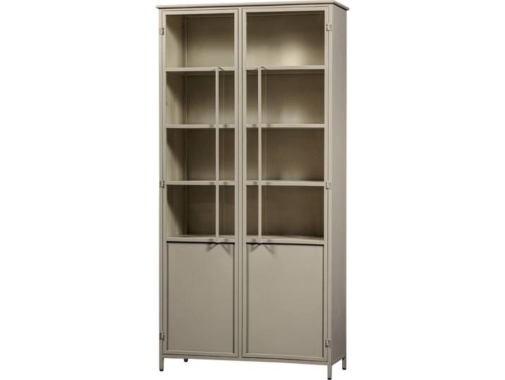 Vitrine WOOOD EXHIBIT SCHRANK METALL B/T/H: 99/44/200 cm , beige (natur), B:99cm H:200cm T:44cm, Metall, Schränke, Vitrine, Die Vitrine Exhibit aus mattem Metall bietet 5 robuste Einlegeböden.