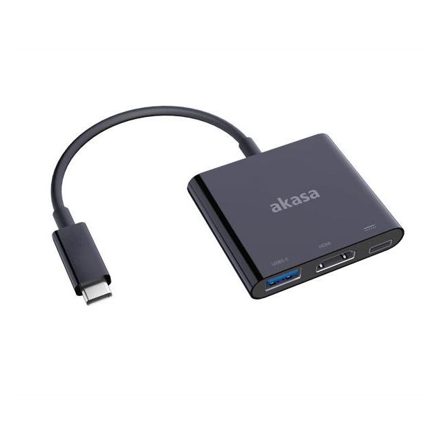 Akasa Typ-C zu HDMI Konverter mit USB 3.0 Typ-A-Port (HDMI, USB Typ-C, USB-A, 15 cm) (AK-CBCA01-15BK)