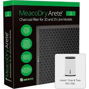 Meaco Luftentfeuchter-Ersatzfilter Dry Arete 20L und 25L, Aktivkohlefilter, für Luftentfeuchter Arete One & Two, 3 Stück
