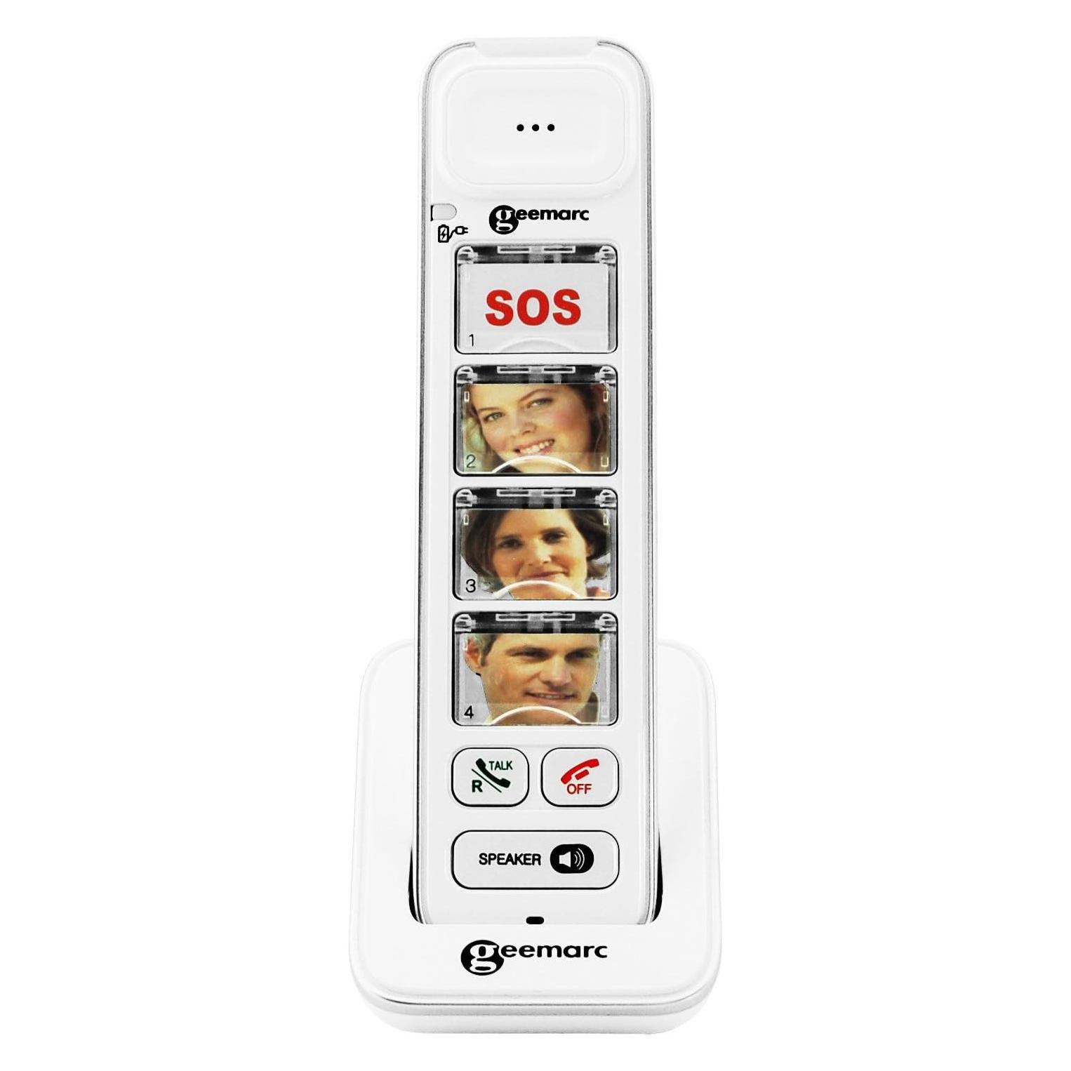 Geemarc PACK Mobility 295 Schnurloses Seniorentelefon Anrufbeantworter, Foto-Tasten Beleuchtetes Display Wei (PACK Mobility 295)
