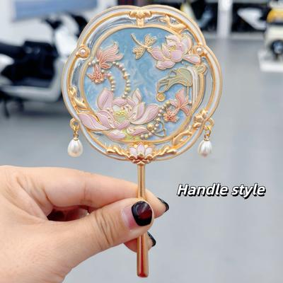 Fusion Finds Chinese Style Portable Makeup Mirror With Lotus & Goldfish Design Travel Compact Gift For Her handle Mirror