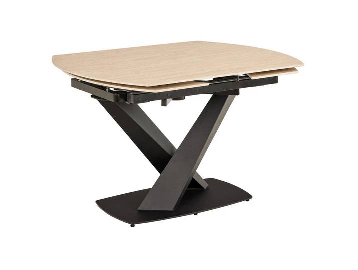 Mid.you Esstisch, Schwarz, Sand, Metall, Keramik, rechteckig, eckig, 90x77x120-180 cm, Reach, Esszimmer, Tische, Esstische, Esstische Keramik