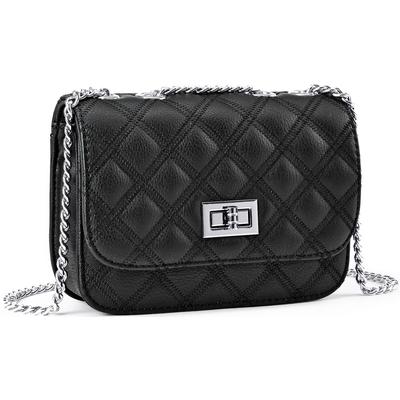 Umhängetasche LASCANA "Minibag, Schultertasche, Henkeltasche, Crossbody Bag", Damen, Gr. B/H/T: 19cm x 14cm x 5cm, schwarz, Lederimitat, unifarben, Taschen Umhängetasche, Handtasche Damen zum Umhängen, mit Kettenhenkel, VEGAN