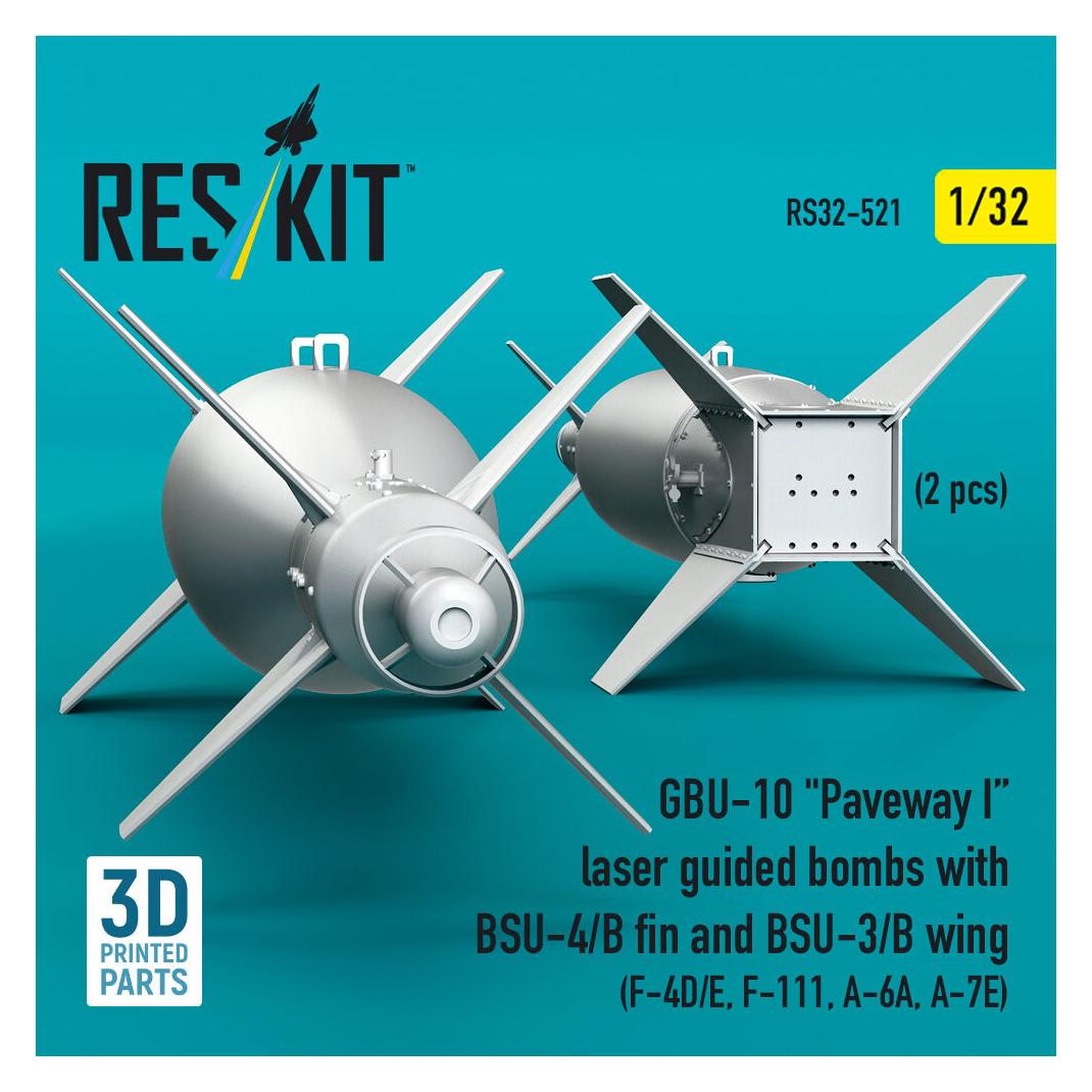 ResKit GBU-10 Paveway I laser guided bombs with BSU-4/B fin and BSU-3/B wing (2 pcs) (F-4D/E, F-111, A-6A (RS32-0521)