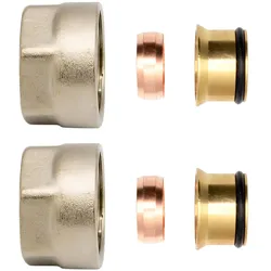 2x Klemmringverschraubung Messing Vernickelt 3/4" für Kupferrohre Eurokonus 15mm