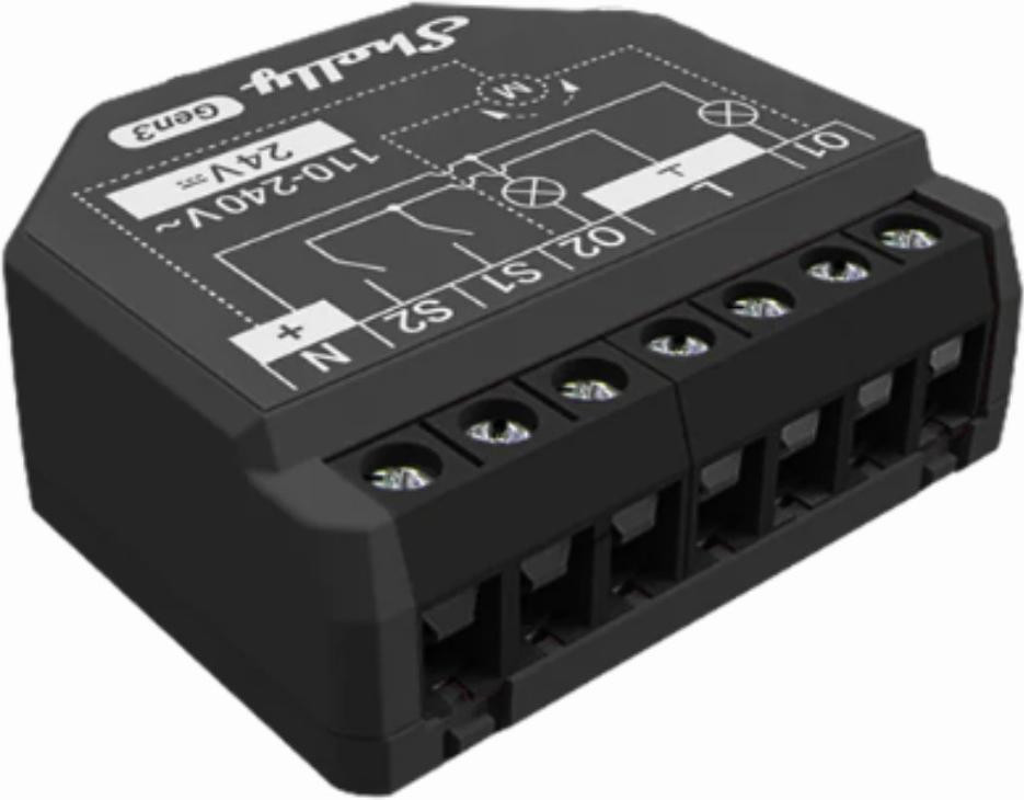 Shelly 2PM Gen3 Smart Switch, Zwart, 2 Kanalen