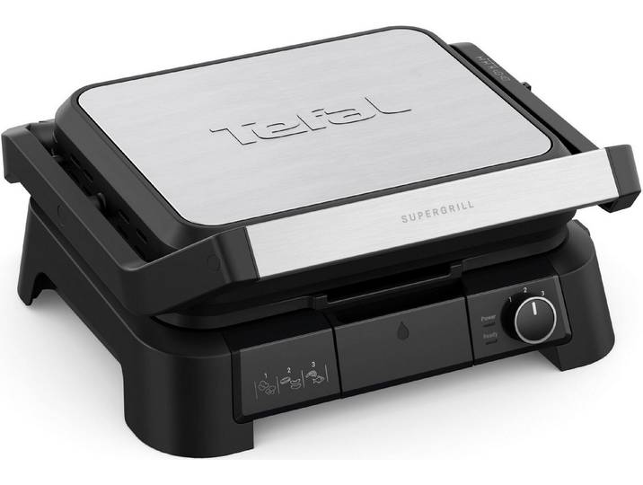 Tefal Kontaktgrill SuperGrill 3in1, Kontaktgrill, Barbeque-, Ofenposition, 3 Temperaturen, 2000 W, spülmaschinengeeignete Platten, platzsparende Aufbewahrung, GC510D