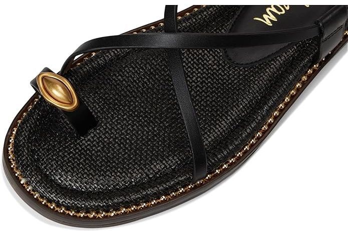 Sam Edelman Tenly Toe Strap Sandal BLACK COGNAC LEATHER - Size 4