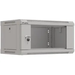 Lanberg Wandmontage 19 4HE 540X350 grauer Rackschrank mit Glastür (flat pack) (4 HE, 19 Zoll Rack), Serverschrank, Grau