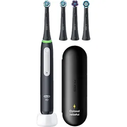 ORAL-B iO3 Geschenk-Edition, 4 Aufsteckbürsten, Reise-Etui, Elektrische Zahnbürste Schwarz, Reinigungstechnologie: Mikrovibrationen