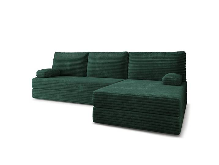 ECKSOFA ANKO modulares Boneless Sofa mit Schlaffunktion Grün Kordstoff