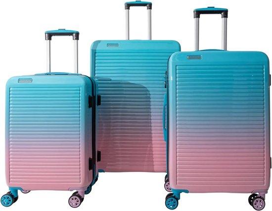 Koffersatz - Reisegepäcksatz - Stilvolle Reise - TSA genehmigt Slot - 3 Delig - Türkis Rosa