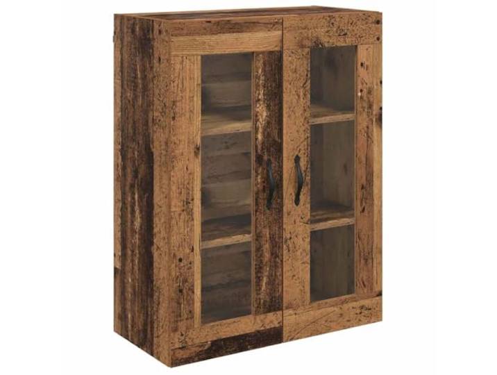 GFMGUEMV Wandschrank Aus Altholz Und Glas, 69.5 x 34 x 90 cm, Holzwerkstoff Wandmontage, platzsparend, Glastüren, Metallgriff, abriebfest, modernes Design