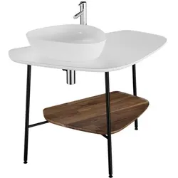 VitrA Plural Waschtisch-Konsole 62571 103,2 x 61,2 x 73 cm, links, Ablage Walnuss, Platte edelweiß