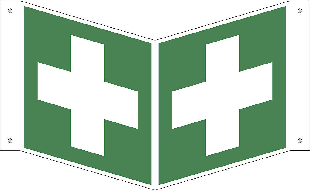 kaiserkraft Rettungszeichen, Erste Hilfe, VE 10 Stk, Kunststoff, Nasenschild, 150 x 150 mm