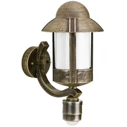 Albert Außenwandleuchte Landhausstil Nachtwächter Typ Nr. 1840 mit Bewegungsmelder, IP44, E27, Alu-Guss / Opal, Braun-Messing ALB-651842