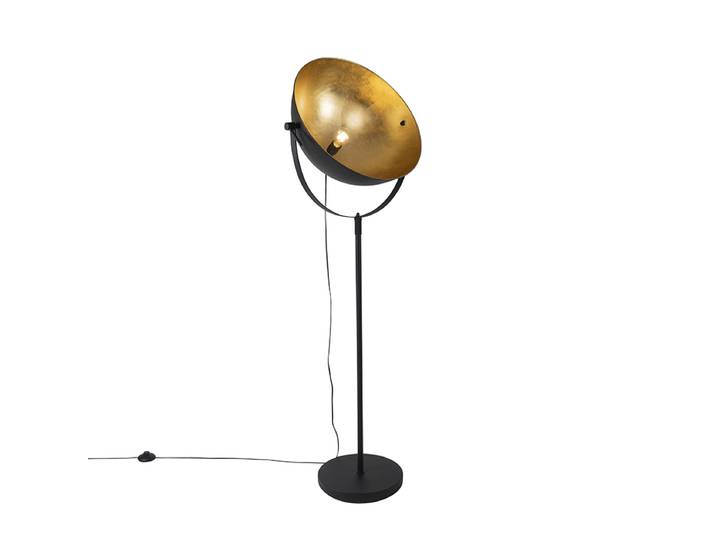 Lampadaire industriel noir 50 cm avec or réglable - Magnax