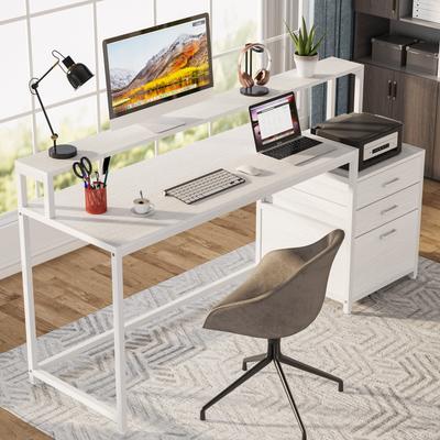 Bluebell "55 Inch Stationary Kitchen Island with Seating and Shelves, Farmhouse Style - 31.5"" D x 55.12"" W x 35.43"" H"