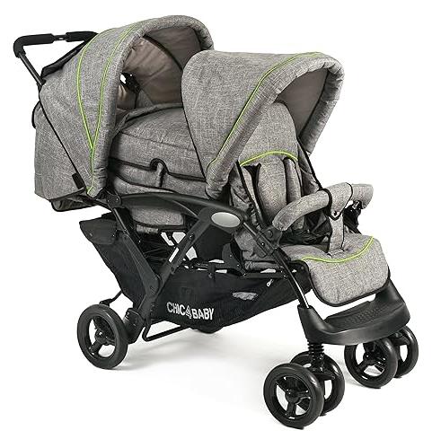 275 32 Geschwisterwagen DUO, inkl. Babytragetasche und Regenhaube, Jeans grau