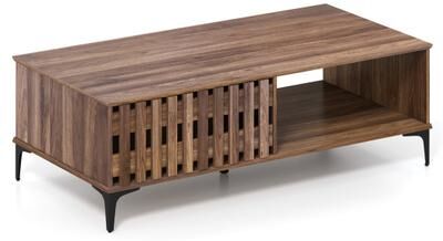 Costway 47 Inches Mid Century Coffee Table Farmhouse Wooden Center Table-Walnut
