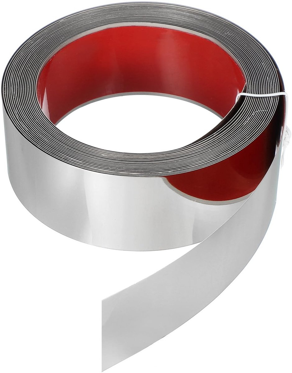 Elzusha Metalen Zelfklevende Wandrand Zilver 8 m x 5 cm