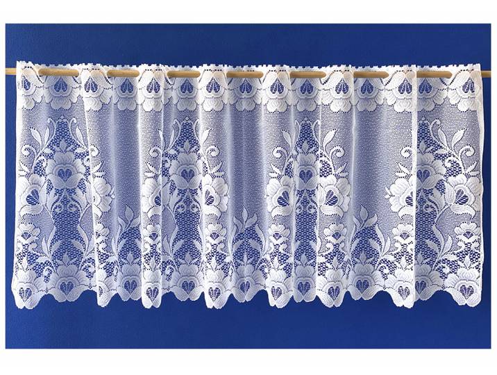 Scheibengardine WECKBRODT Marburg Gr. 2, weiss (weiß), B:125cm H:42cm, Jacquard, Polyester, Gardinen, Scheibengardine, Bistro, Jacquard, strukturiert, floral, geblümt, Gardine, Store