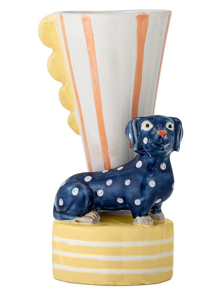 Bloomingville Vase "Dachsy" in Weiß/ Blau - (H)21,5 x Ø 13 cm - onesize