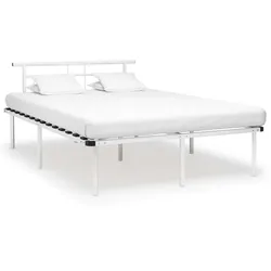 vidaXL Bettgestell Weiß Metall 140x200 cm