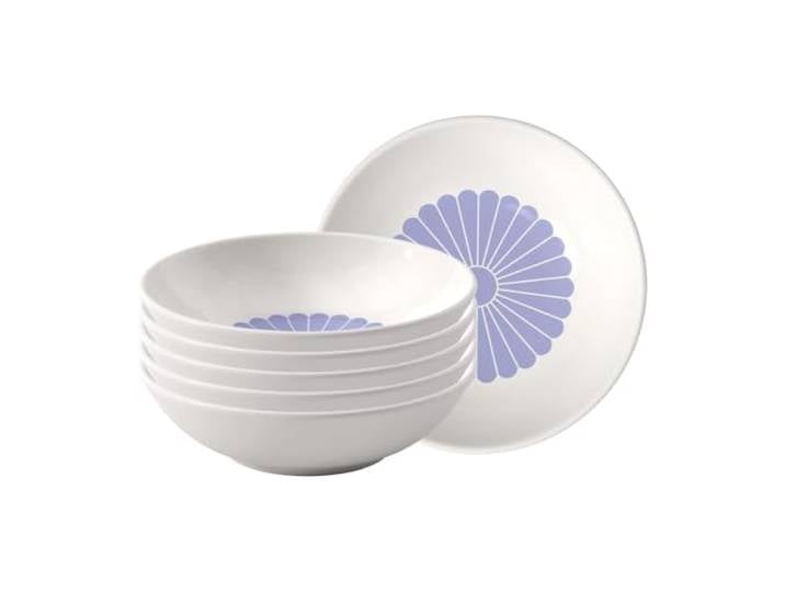 Villeroy & Boch - Fleur Bleu Dessertschalen 6er Set, Schalen für Desserts, Snacks & Beilagen, Bowl mit Blumenmuster, Spülmaschinenfest & Mikrowellensicher, Premium Porzellan, Blau