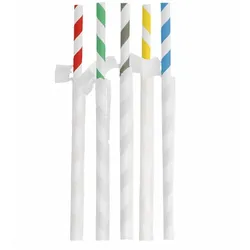 MONOUSO - Trinkhalme Starr Einzeln Gestreift Einzeln Gehüllt  Ø8mm 23,5cm (100 Stück)