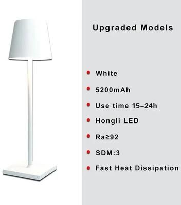 Uplifted Finds Cordless LED Dimmable Table Lamp Metallic Black Night Light For Indoor Outdoor Restaurant white