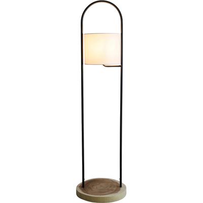 SALESFEVER Stehlampe "Aaliyah Handgefertigtes AkazienholzDesign,integriertes Pflanzengestell", beige (natur, weiß, schwarz), 1, Ø 27cm H: 153cm, 1 Stk., Leuchten, 1x E27 bis 60 W, 153 cm, Bodenlampe mit Fußschalter & Pflanzengestell, Stehlampe