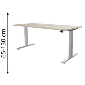 fm-Büromöbel Schreibtisch fouraction ahorn / silber, elektrisch höhenverstellbar, 180 x 65-130 x 80 cm