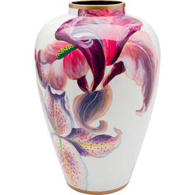 Dekovase KARE DESIGN "Lillies Pink 37cm", bunt (rosa), B:24cm H:37cm T:24cm, Porzellan, Vasen