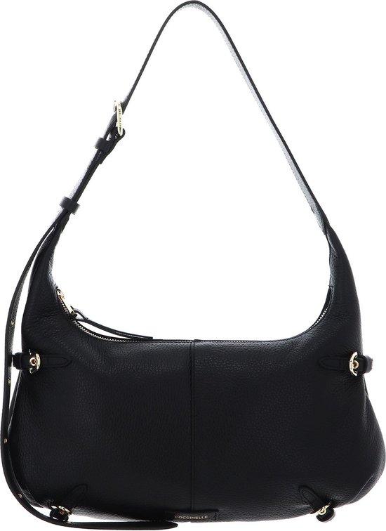 Coccinelle Abigail Schultertasche, Leder, schwarz, 34x20x7 cm, Einzelgriff, Reißverschluss