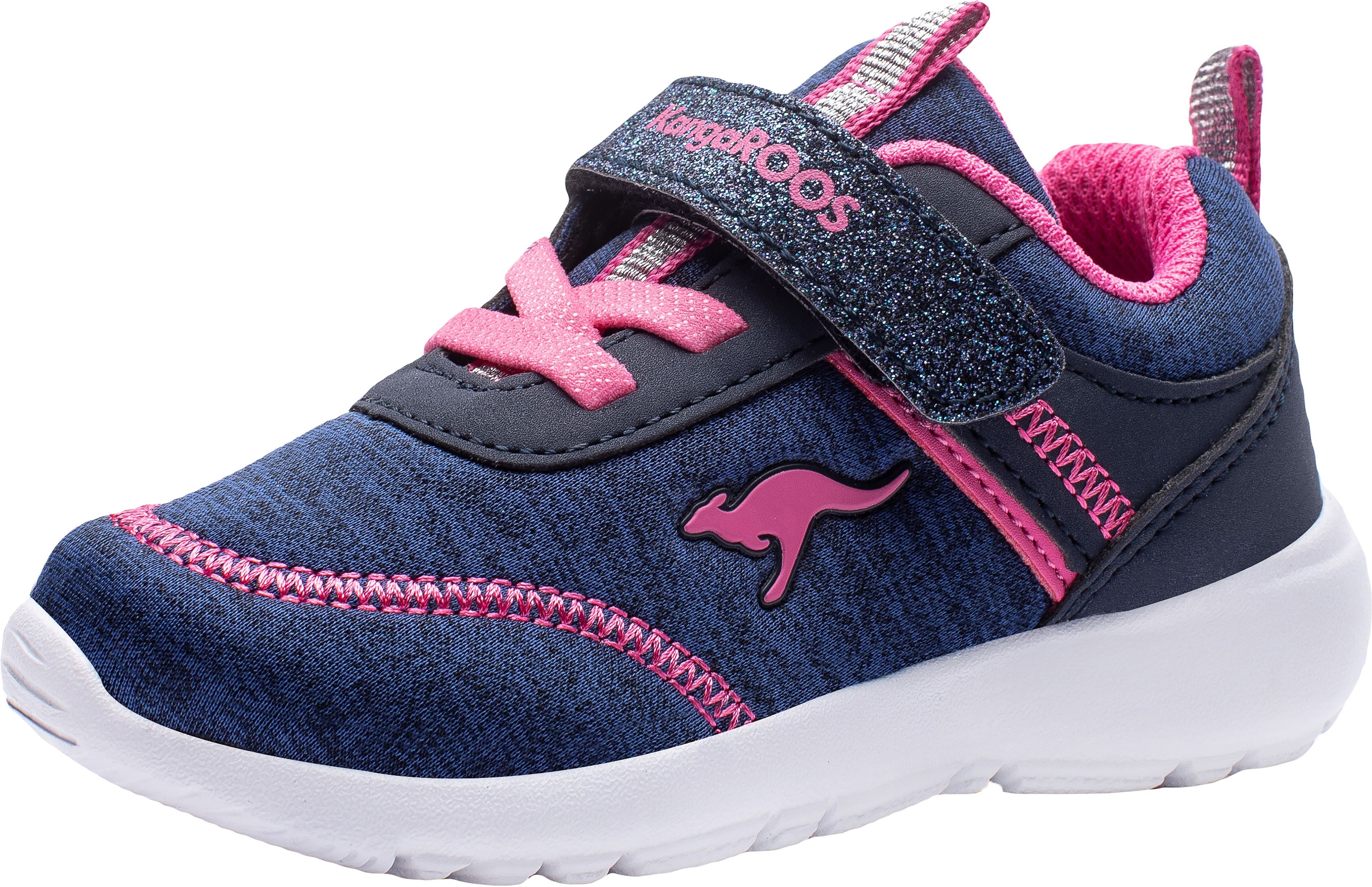 Sneaker KANGAROOS "KY-Chummy EV", Jungen, Gr. 24, Textil, blau (dk navy, fandango pink), Synthetik, Textil, Schuhe Sneaker dk navy, fandango pink 24, Textil