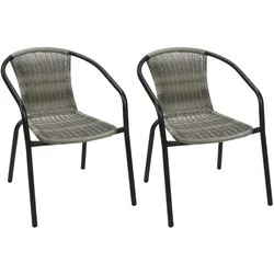 Mojawo, Gartenstühle, 2 Stück Stabiler Polyrattan Bistrostuhl Stapelstuhl Grau meliert