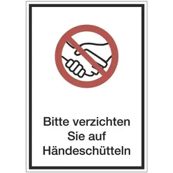 Marahrens Aufkleber / Hinweisschild »Händeschütteln verzichten« 21 x 29,7 cm, 10 Stück weiß, 21x29.7 cm