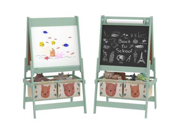 AIYAPLAY Kinder Staffelei Doppelseitige Whiteboard und Tafel 3-8 Jahre Grün