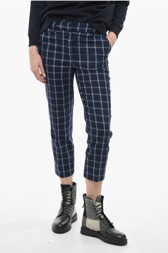 Woll-Mix COMFORT Hose mit Karomuster in Blau