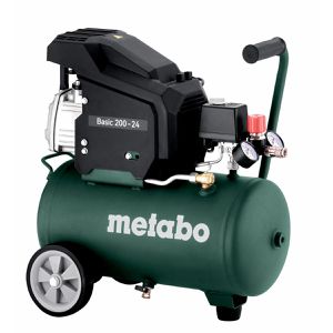 Metabo Kompressor Basic 200-24, 71 dB(A), 1200 W, 230V, 8 bar, mit Druckminderer & Manometer, Kesselinhalt 24L
