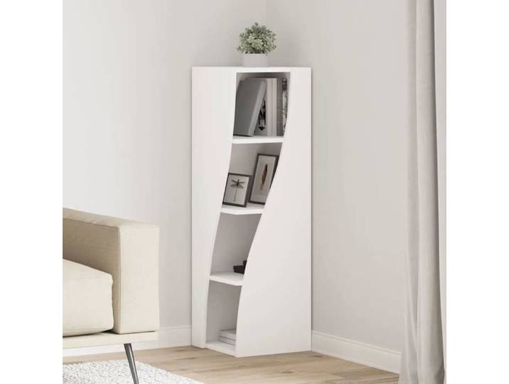 (ON SALE) Meuble d'angle/Buffet bahut - Armoire de rangement Blanc 32x32x102cm Bois d'ingénierie @FR5996097