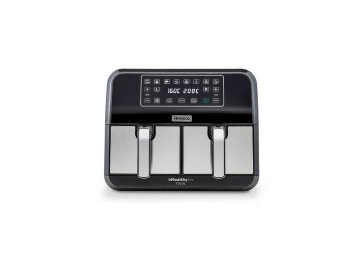 Kenwood Heissluftfritteuse, schwarz/silber, 8 l, 38x30x38 cm, antihaftbeschichteter Innenbehälter, Temperaturanzeige, Betriebsanzeige, Timer, Heißlufttechnologie, Einsatz/Korb spülmaschinengeeignet, verstellbares Thermostat, Programm wählbar, Display, Touchscreen, kein Vorheizen erforderlich - Luftzirkulationstechnologie, Kochgeschirr, Küchengeräte, Fritteusen