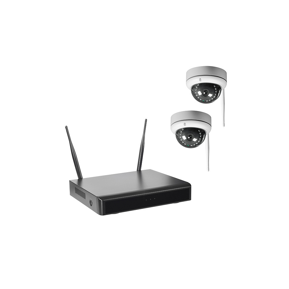 WLAN-NVR mit 2 Funk-Kuppelkameras WR100D, 4TB Festplatte HDD WiFi