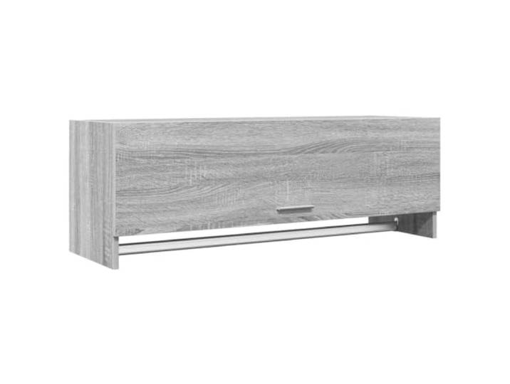 HWKQEQRF Kleiderschrank Grau Sonoma 100x32,5x35 cm Holzwerkstoff 2 Fächer, Kleiderstange, Holzwerkstoff, Grau Sonoma, Badezimmer, Küche, Waschraum, kompakt, stabil