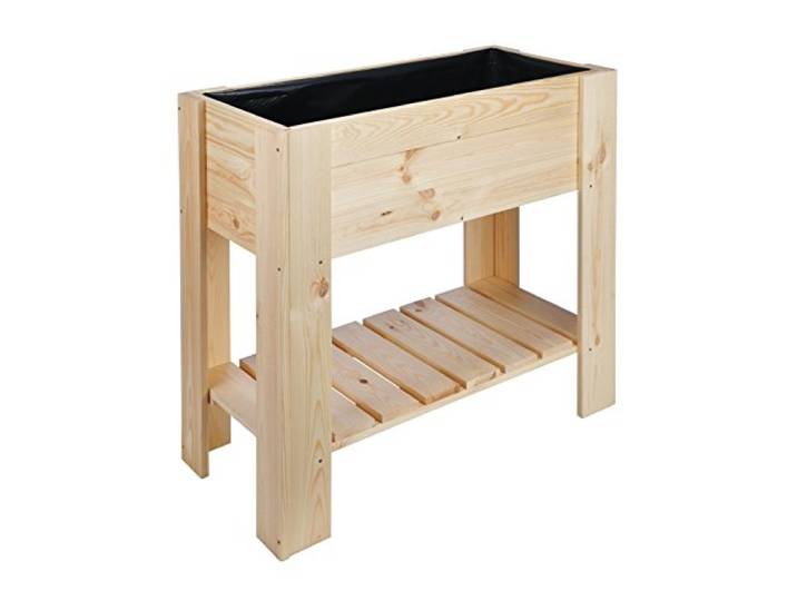 Haushalt International Hochbeet Pflanzkasten Kräuterbeet aus unbehandeltem Holz mit Ablage 62905