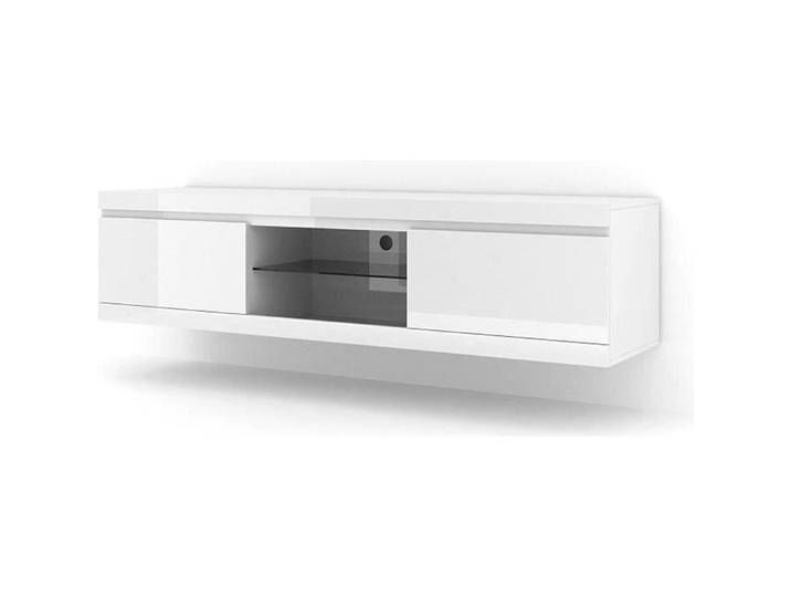Meuble TV sous main universel NET 180 Salon Hi-Fi Commode Table blanc brillant
