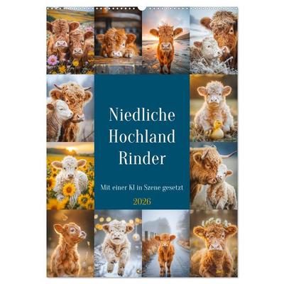 Niedliche Hochland Rinder (Wandkalender 2026 DIN A2 hoch), CALVENDO Monatskalender