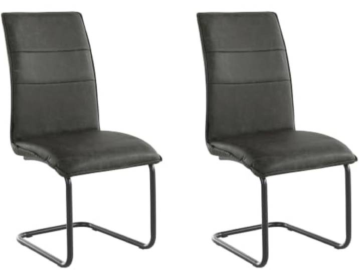 Mitzi 2er Set gepolsterte Esszimmerstühle aus PU, anthrazit